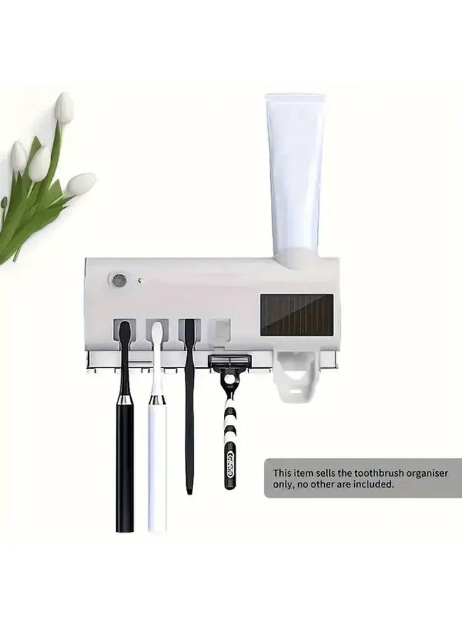 أسود 4 فرشاة حامل فرشاة أسنان ذكي مثبت على الحائط موزع معجون أسنان محطة شحن USB - Image 2