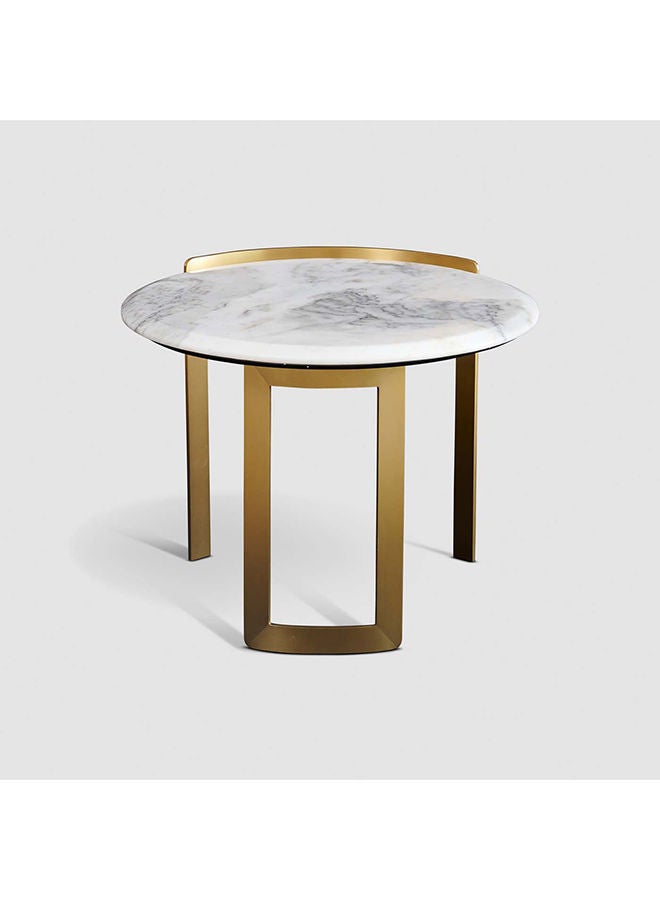 AL HUZAIFA FURNITURE Rafaelle, End table, caladonia marble top, copper brushed frame  - Image 1