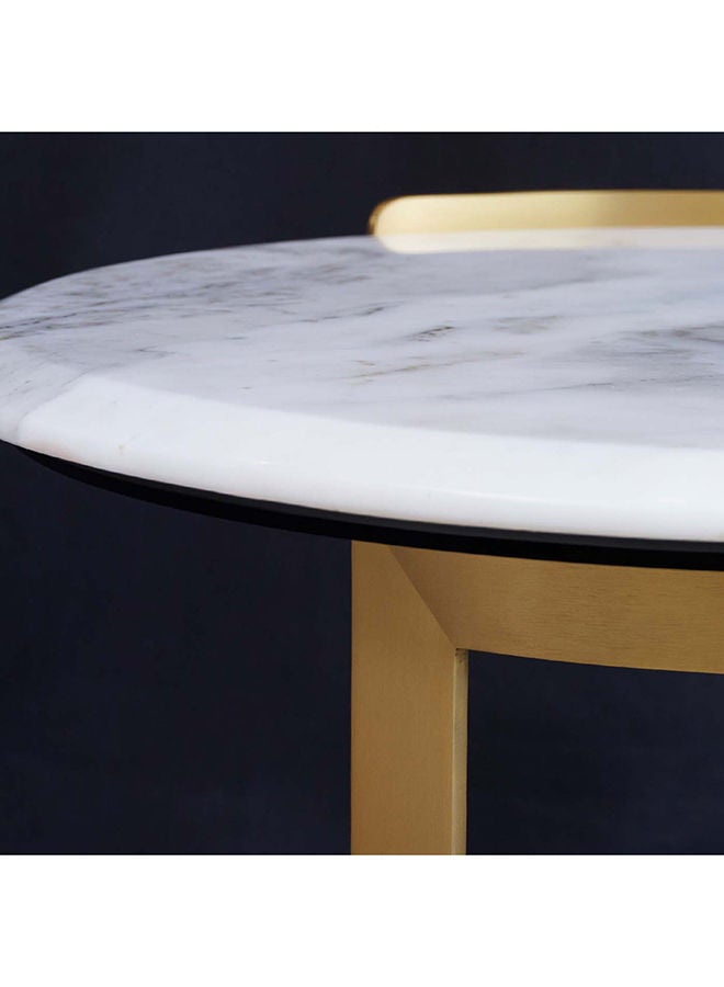 AL HUZAIFA FURNITURE Rafaelle, End table, caladonia marble top, copper brushed frame  - Image 3