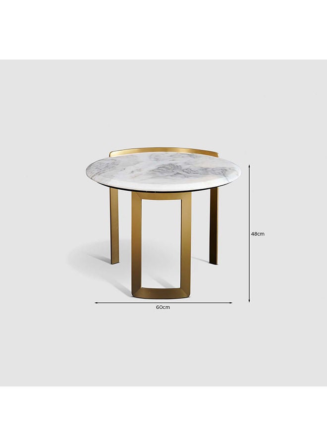 AL HUZAIFA FURNITURE Rafaelle, End table, caladonia marble top, copper brushed frame  - Image 4