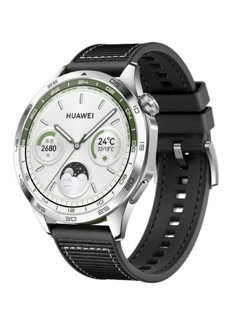 أحزمة متوافقة مع ساعة هواوي 46 مم GT5/GT4/GT3/GT3 Pro/GT2/GT2e/GT/GT Runner، ساعة هواوي 4/4 Pro/3/3 Pro، ساعة هونر 4 Pro/GS3/Magic Watch 2، سوار سيليكون مضفر من النايلون للرجال والنساء، لون أسود - Image 1