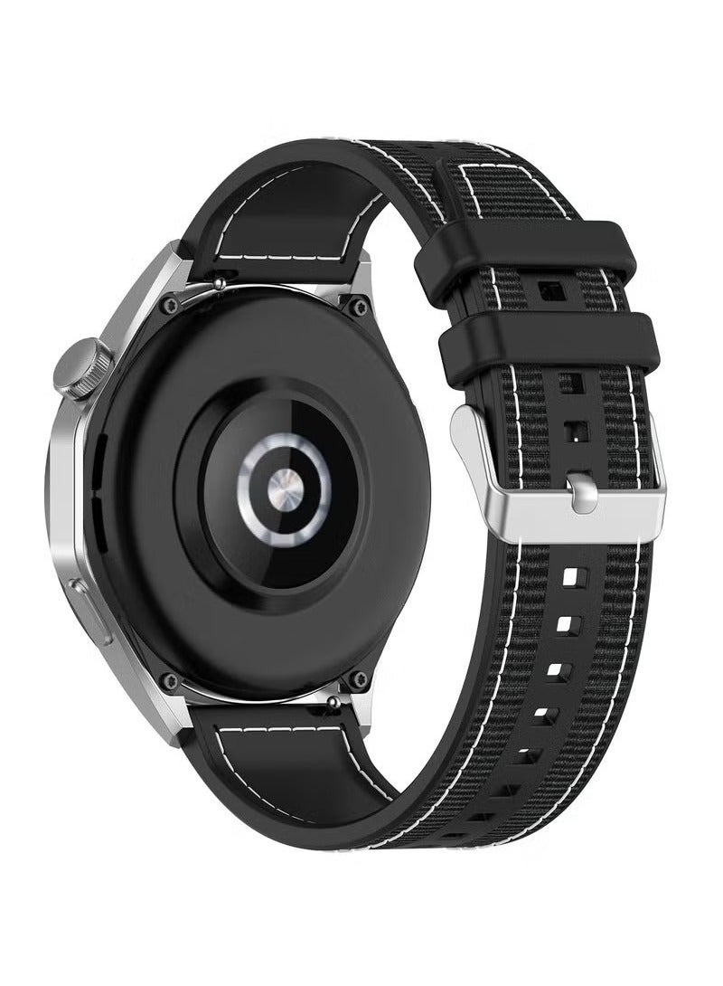 أحزمة متوافقة مع ساعة هواوي 46 مم GT5/GT4/GT3/GT3 Pro/GT2/GT2e/GT/GT Runner، ساعة هواوي 4/4 Pro/3/3 Pro، ساعة هونر 4 Pro/GS3/Magic Watch 2، سوار سيليكون مضفر من النايلون للرجال والنساء، لون أسود - Image 5