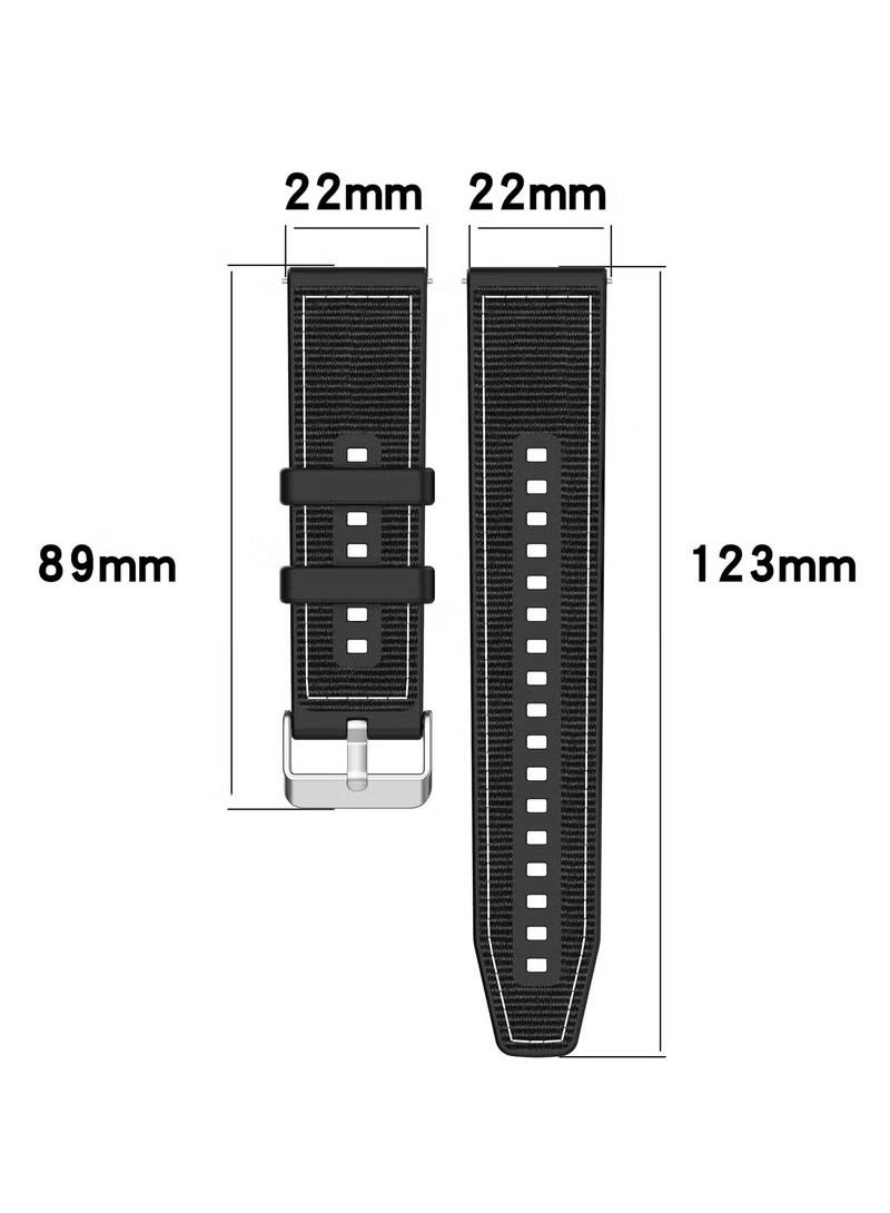 أحزمة متوافقة مع ساعة هواوي 46 مم GT5/GT4/GT3/GT3 Pro/GT2/GT2e/GT/GT Runner، ساعة هواوي 4/4 Pro/3/3 Pro، ساعة هونر 4 Pro/GS3/Magic Watch 2، سوار سيليكون مضفر من النايلون للرجال والنساء، لون أسود - Image 4