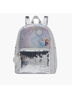 Disney Girls Frozen Sequin Embellished Backpack with Adjustable Shoulder Straps and Zip Closure  - Image 1