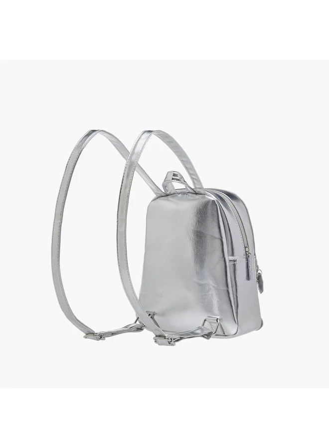ديزني Girls Frozen Sequin Embellished Backpack with Adjustable Shoulder Straps and Zip Closure
