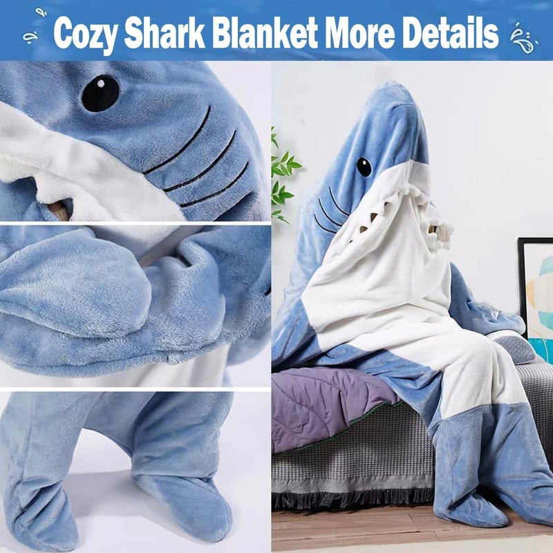 DDMY Shark Blanket Wearable XXXL Size Flannel Onesie for Adult, Sleeping Bag for Cosplay Cartoon Hoodie Throw Blankets - Image 3