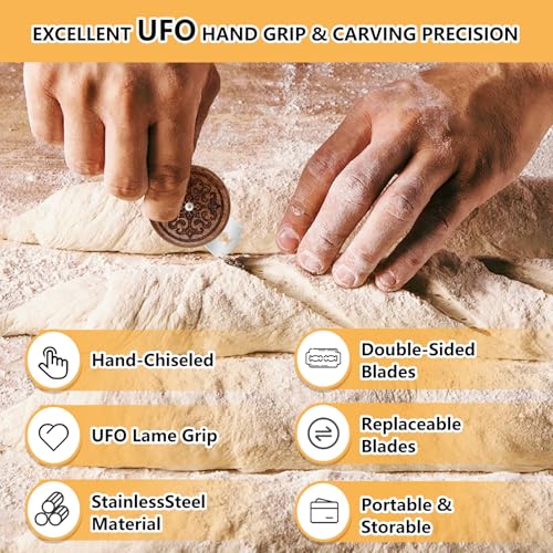 COOHLYEE Upgraded UFO Bread Lame Sourdough Scoring Tool - Dough Scoring Tool for Sourdough Bread Baking & Bread Making Tool, Sourdough Bread Baking Supplies for Bread Baking Gifts - Image 5