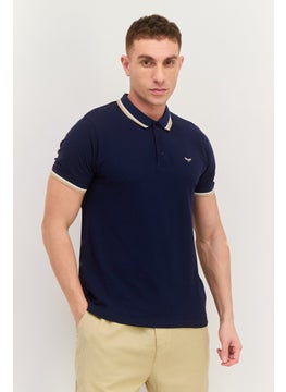 Threadbare Men Regular Fit Short Sleeve Embroidered Logo Polo Shirt, Navy  - Image 1