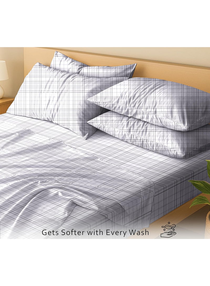 RUVANTI 6 Pcs Cotton Sheets - 100% Natural Cotton Soft, Lightweight & Breathable Crispy Percale Bed Sheets, Queen Sheet Set 16" Deep Pockets, Open Check - Image 2