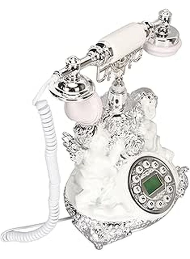 Retro Vintage Landline Telephone With LCD Display Silver Home Decor Office - Image 1