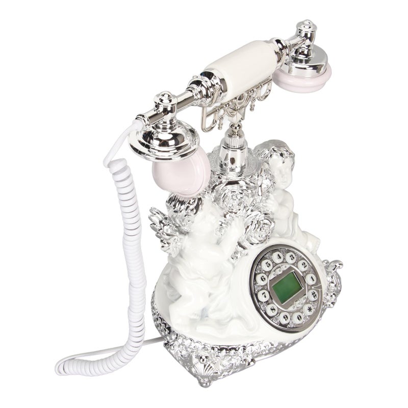 Retro Vintage Landline Telephone With LCD Display Silver Home Decor Office - Image 2