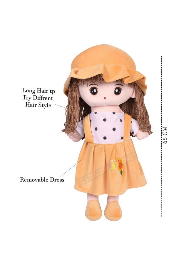 Besties BESTIES Plush Princess Doll 65 cm for Girl in Sturdy Dress with Woolen Hair, Doll for Girls, Toy for Girls, Birthday Gift Girl/Boys, Gift for Girls (Brown)  - Image 2