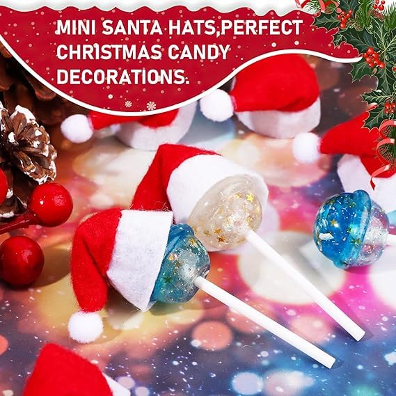 Sesonby Christmas Hats Santa Hat for Crafts Dolls Wine Bottle Christmas Cap Xmas Party Decorations Santa Hat Bulk Pack of 24 - Image 2