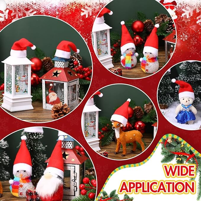 Sesonby Christmas Hats Santa Hat for Crafts Dolls Wine Bottle Christmas Cap Xmas Party Decorations Santa Hat Bulk Pack of 24 - Image 4
