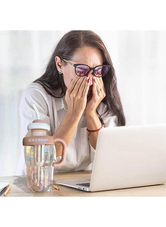 TEMSON Fruit Infuser Detox Ice Cream Theme Sipper Bottle, BPA-Free Stylish Water Bottle, Fruit Detox Bottle for Girls,Kids Water Bottle. (1200 ML) (Coffee) - Image 4