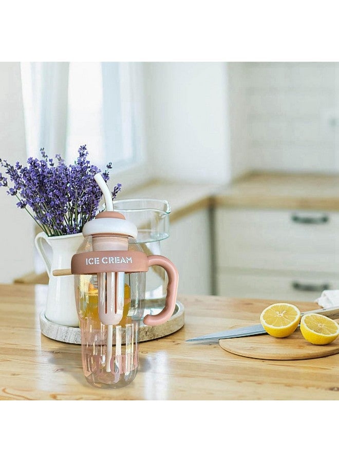 TEMSON Fruit Infuser Detox Ice Cream Theme Sipper Bottle, BPA-Free Stylish Water Bottle, Fruit Detox Bottle for Girls,Kids Water Bottle. (1200 ML) (Coffee) - Image 2