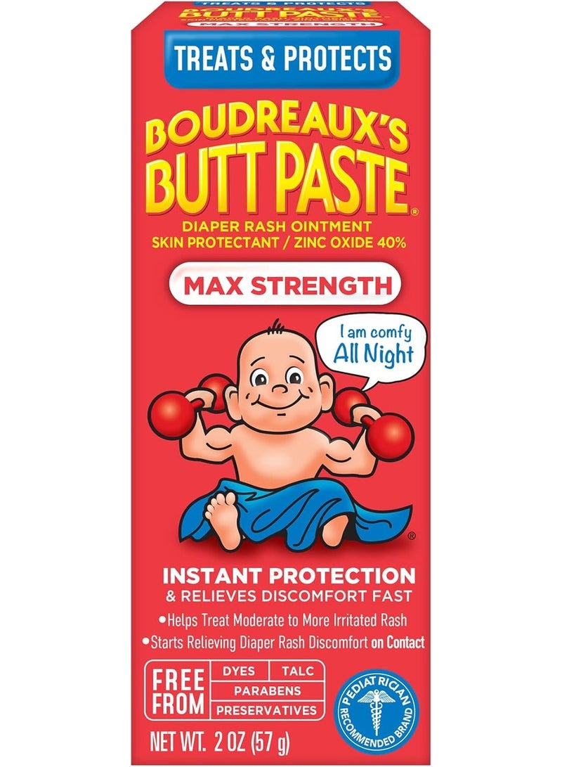 Boudreaux's Butt Paste Diaper Rash Ointment, Max Strength - 2 oz - Image 1