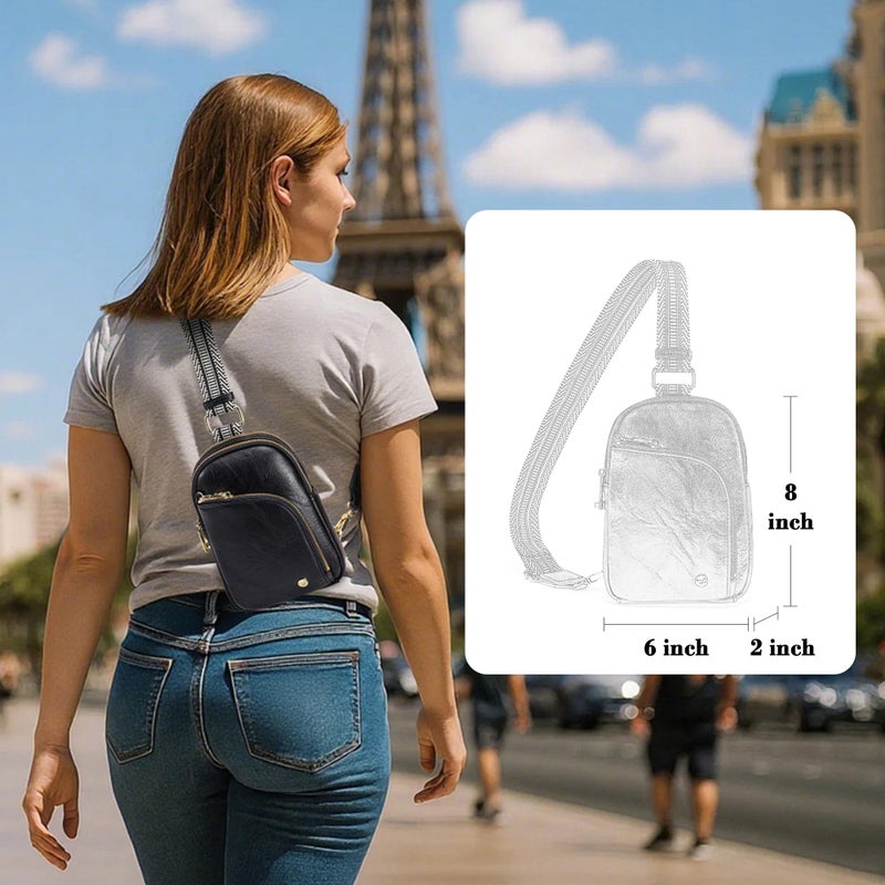 INICAT RFID Blocking Sling Bag, Anti Theft Crossbody Bag for Women, Travel Fanny Pack Style Purse, Vegan Leather(Black) - Image 2