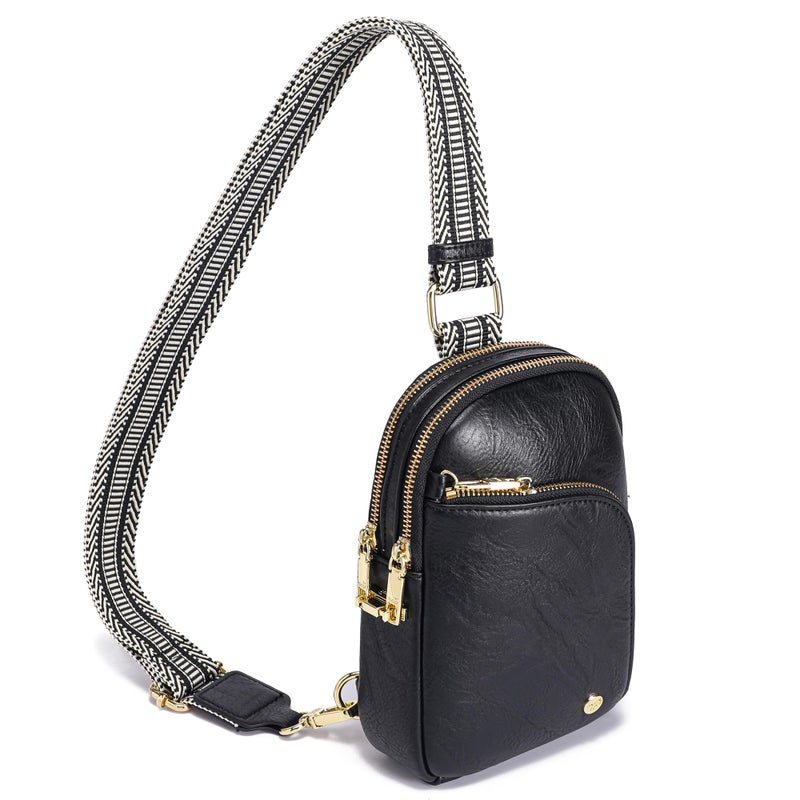 INICAT RFID Blocking Sling Bag, Anti Theft Crossbody Bag for Women, Travel Fanny Pack Style Purse, Vegan Leather(Black) - Image 1