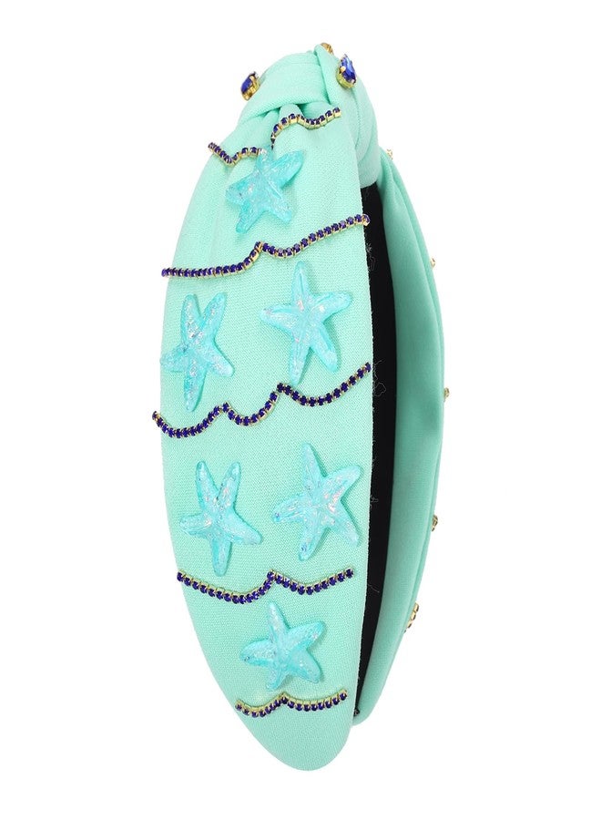 سيالكسهيني طوق رأس على شكل نجم البحر من سيالكسيني، طوق رأس صيفي للنساء، طوق رأس بوهيمي من صدفة المحيط، طوق رأس مرصع بأحجار الراين الزرقاء، طوق رأس معقود، إكسسوارات شعر لحفلات الزفاف الصيفية على الشاطئ، هدايا (النمط G) - Image 5