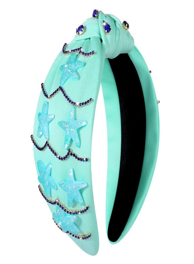 سيالكسهيني طوق رأس على شكل نجم البحر من سيالكسيني، طوق رأس صيفي للنساء، طوق رأس بوهيمي من صدفة المحيط، طوق رأس مرصع بأحجار الراين الزرقاء، طوق رأس معقود، إكسسوارات شعر لحفلات الزفاف الصيفية على الشاطئ، هدايا (النمط G) - Image 1