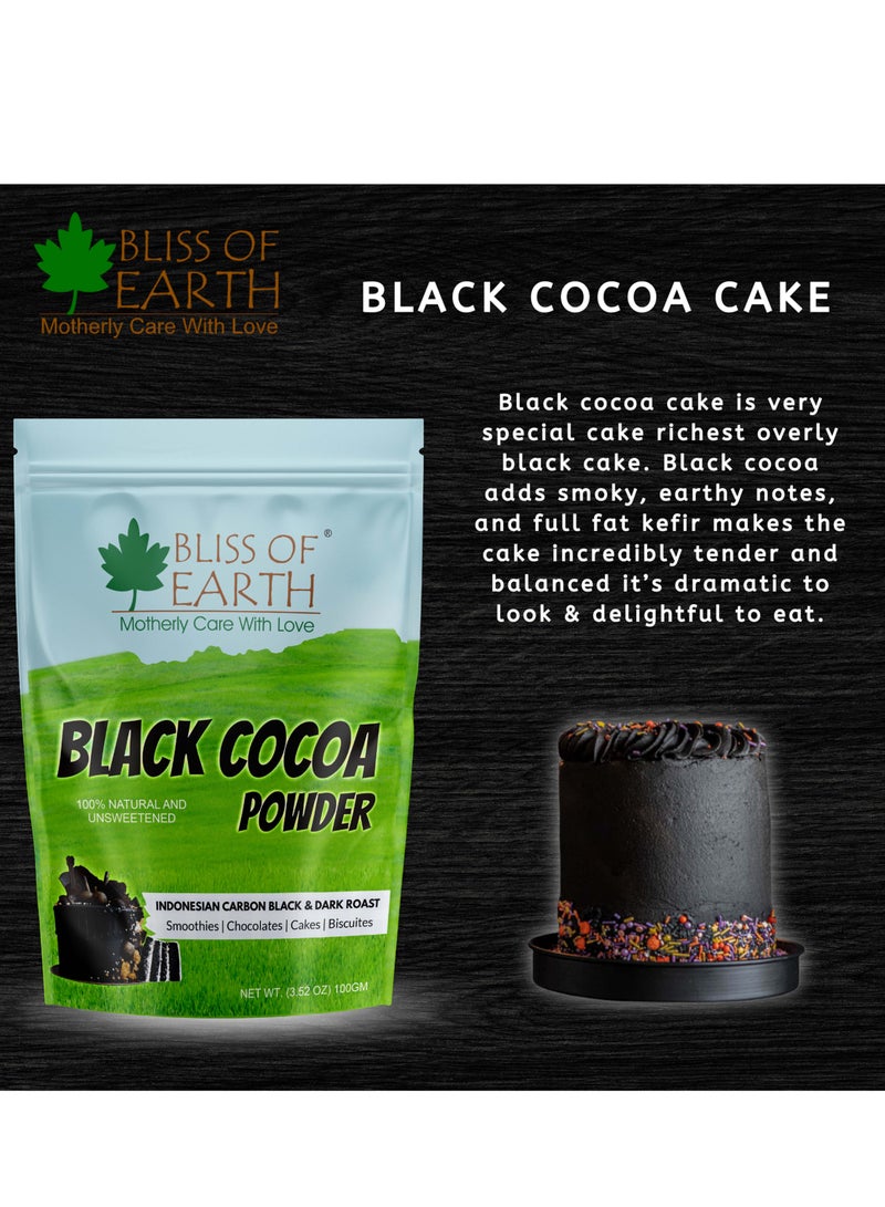 BLISS OF EARTH Black Cocoa Powder Natural and Unsweetened Carbon Black & Dark Roast Perfect for Cooking & Baking Cakes Biscuits Oreo Chocolates Smoothies 200GM Pack of 3 - Image 3