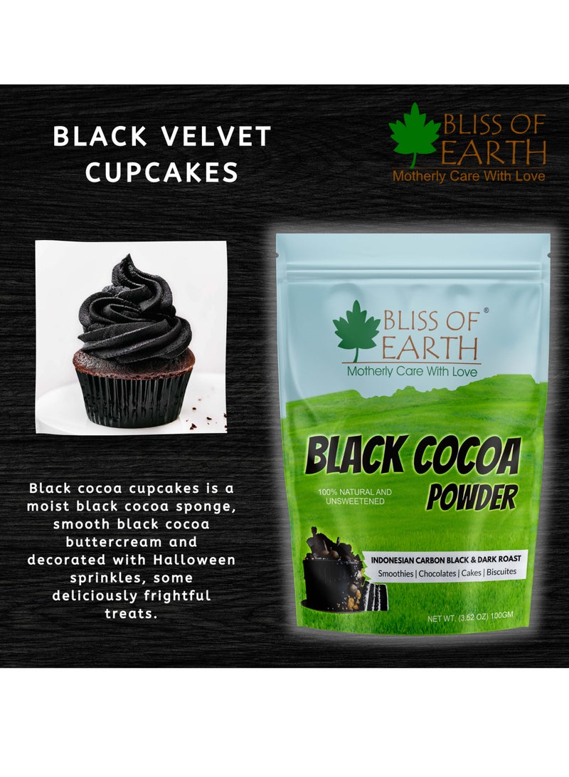 BLISS OF EARTH Black Cocoa Powder Natural and Unsweetened Carbon Black & Dark Roast Perfect for Cooking & Baking Cakes Biscuits Oreo Chocolates Smoothies 200GM Pack of 3 - Image 5