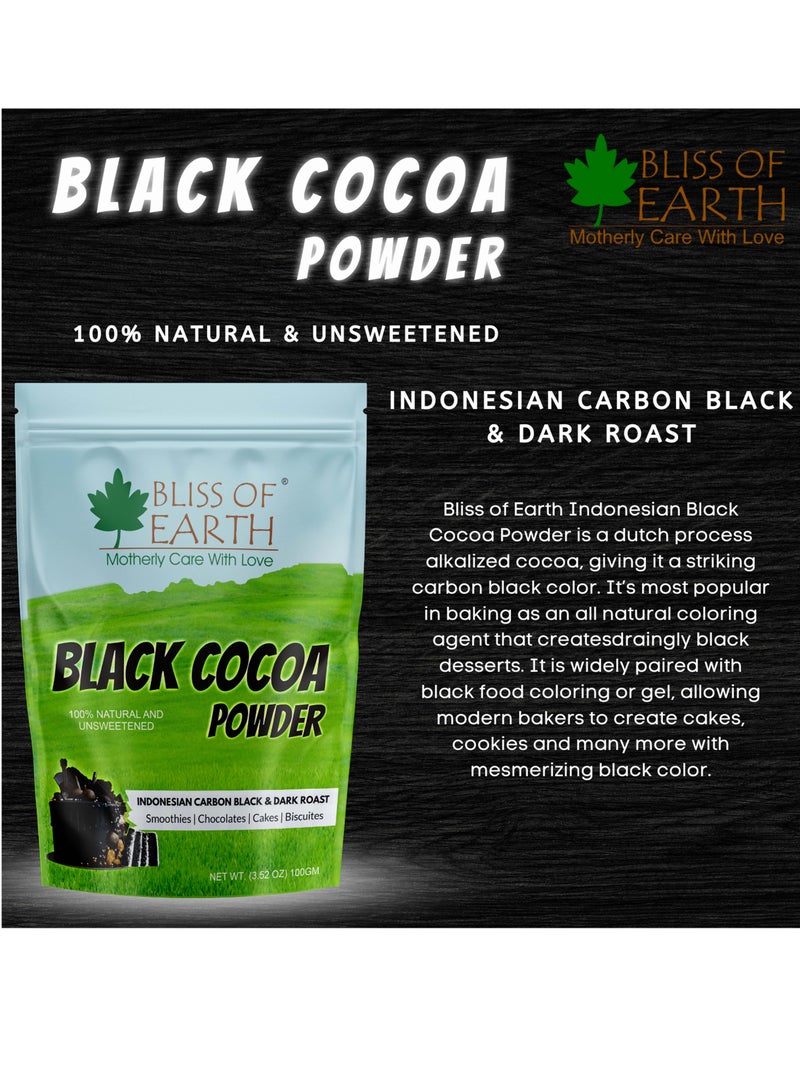 BLISS OF EARTH Black Cocoa Powder Natural and Unsweetened Carbon Black & Dark Roast Perfect for Cooking & Baking Cakes Biscuits Oreo Chocolates Smoothies 200GM Pack of 3 - Image 2