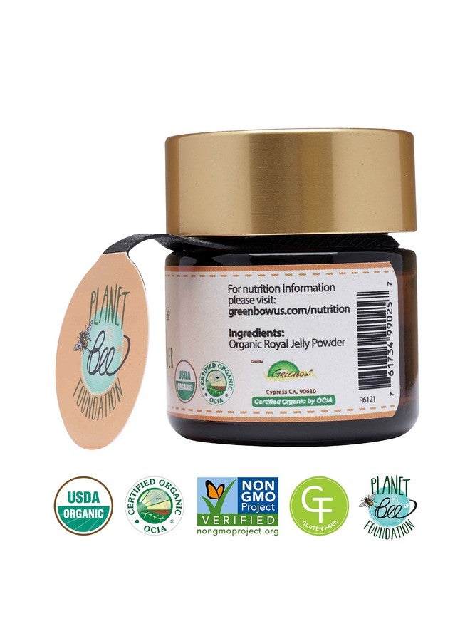 greenbow مسحوق جيلي ملكي من غرينبو - 100% جيلي ملكي عضوي معتمد من وزارة الزراعة الأمريكية، خالي من الكائنات المعدلة وراثيًا، خالي من الغلوتين، مجفف بالتجميد - واحد من أكثر المنتجات الغنية بالعناصر الغذائية - بدون إضافات/نكهات (17غ) - Image 2