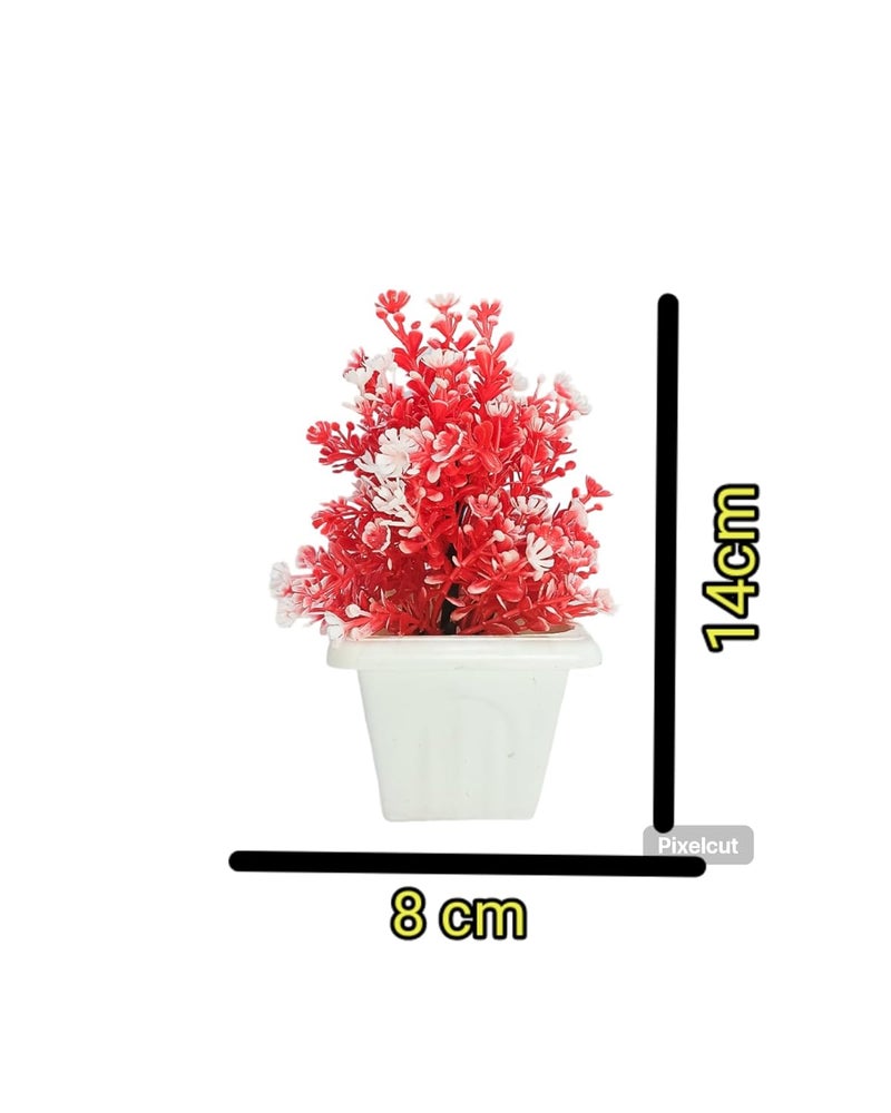 Generic Artifical Mini Plants 6 Pieces Realistic Small Artificia Small Plants in Ceramic Pots for Desk Table Home Office Decor Red and Green Decorative Plants with White Pots  - Image 5