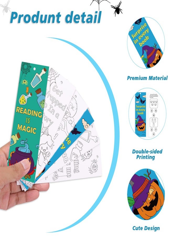 DIYASY 72 Pcs Halloween Bookmarks, Color Your Own Pumpkin Bookmarks DIY Coloring Blank Bookmark Craft Fall Halloween Decorations - Image 4