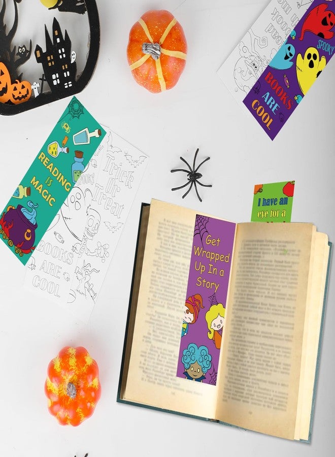 DIYASY 72 Pcs Halloween Bookmarks, Color Your Own Pumpkin Bookmarks DIY Coloring Blank Bookmark Craft Fall Halloween Decorations - Image 5