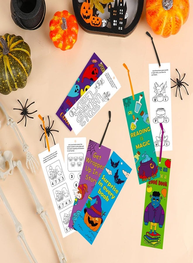 DIYASY 72 Pcs Halloween Bookmarks, Color Your Own Pumpkin Bookmarks DIY Coloring Blank Bookmark Craft Fall Halloween Decorations - Image 3
