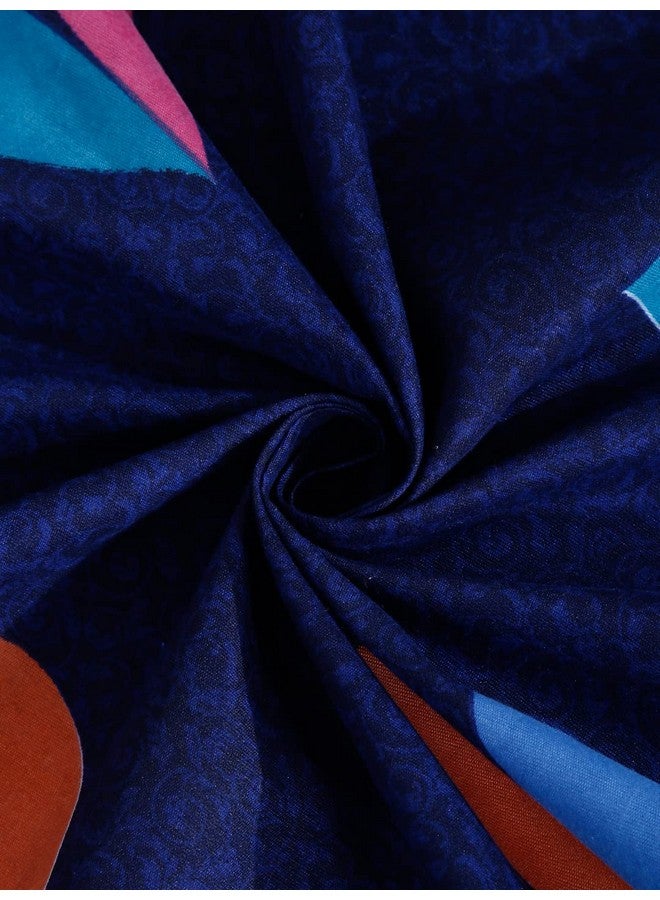 Fashion String ملاءة سرير مزدوجة من ميكروفايبر 144 TC بتصميم قلوب صغيرة باللون الأزرق الداكن مع 2 غطاء وسادة - Image 4