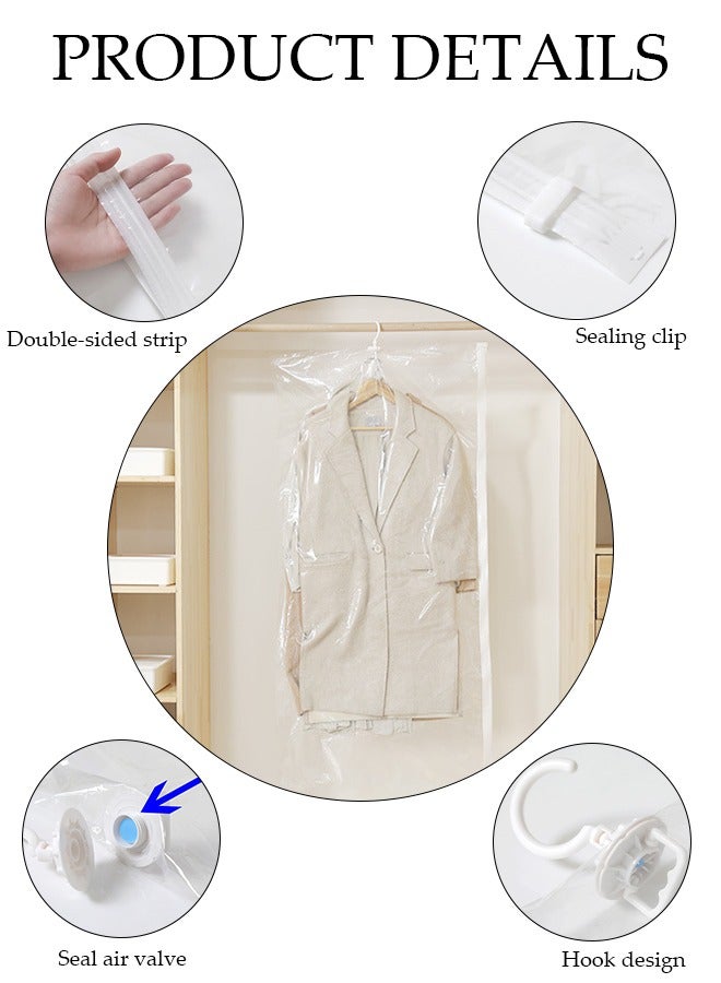 DUNISO Hanging Vacuum Space Saver Bag, 3 Pack Reusable Vacuum Storage Bag(70 x 145 cm) with Hangers, Vacuum Seal Storage Bag with Hand Suction Pump, Space Bags Vacuum Bag for Sweater, Coat, Suit  - Image 2