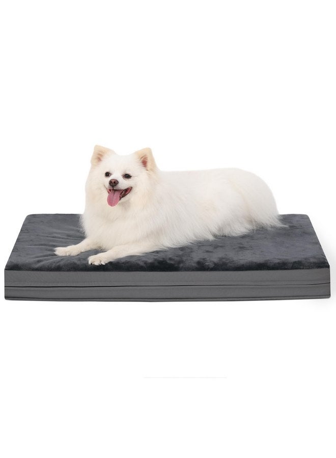 Vonabem Waterproof Dog Bed Medium Small Size Dog, Orthopedic Washable Crate Pad 29 inch, Foam Pet Bed with Removable Cover Reversible, Anti-Slip Bottom Kennel Pad, 29"x18", Dark Gray - Image 1