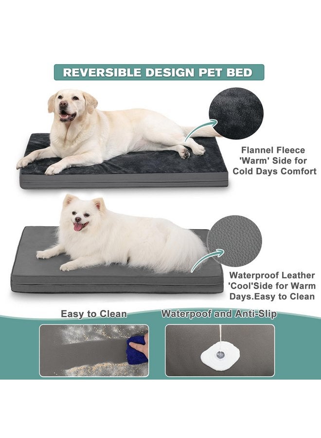 Vonabem Waterproof Dog Bed Medium Small Size Dog, Orthopedic Washable Crate Pad 29 inch, Foam Pet Bed with Removable Cover Reversible, Anti-Slip Bottom Kennel Pad, 29"x18", Dark Gray - Image 3