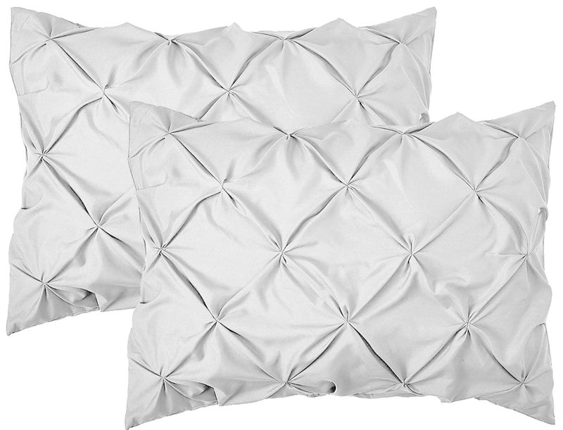 Elegant Comfort Elegant Comfort 2-Pack Sham Set Pinch Pleat Design  Egyptian Quality 1500 Thread Count  Stylish Design-Easy Care  Wrinkle and Stain Resistant  2-Piece Sham Set  Pleated Standard/Queen  White  - Image 1