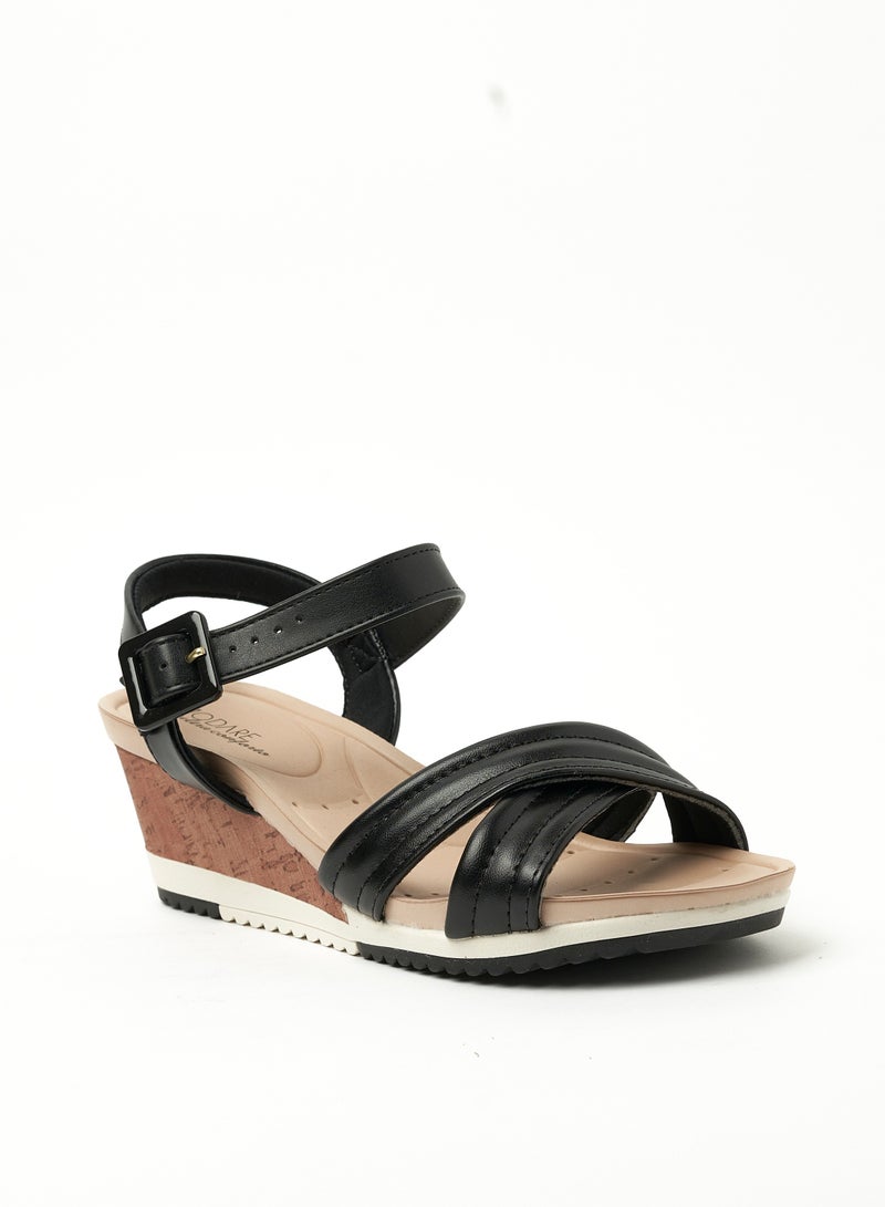 MODARE Ankle Strap Mid Heel Wedge Sandals - Image 1