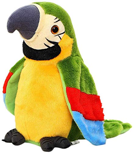 GREUS 9 Cute Talking Parrot Repeats What You Say Electronic Interactive Plush Toy Stuffed Animal Record Parrot Waving Wings Funny Bird Toys for Children Girls Boys Best Xmas Gift Green Parrot - Image 1