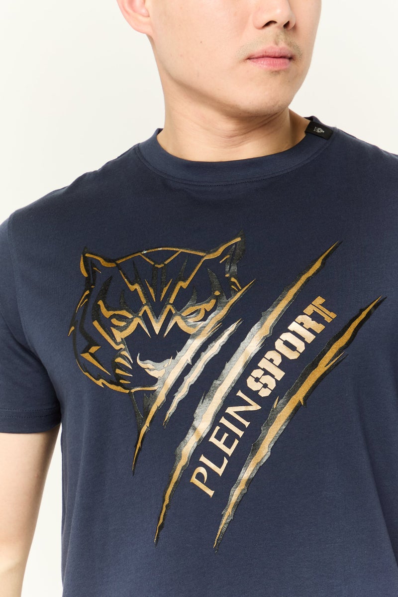 PHILIPP PLEIN Plein Sport Men Sportswear Fit Short Sleeve Outdoor T-Shirt, Navy - Image 3