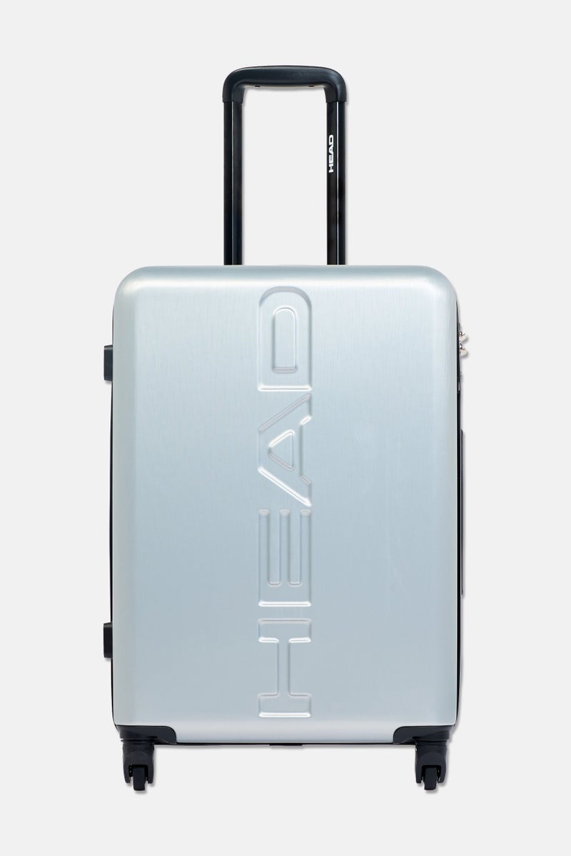 HEAD 28 Inch Brand Logo Check In Spinner Luggage, Silver - Image 1
