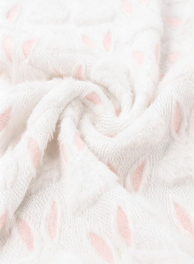 Apear1 Easter Table Runner White Soft Plush Faux Fur Jacquard Pink Ear Bunny Kitchen Dining Table Decoration for Farmhouse Home Party Decor (White Pink, 13" x 72") - Image 5