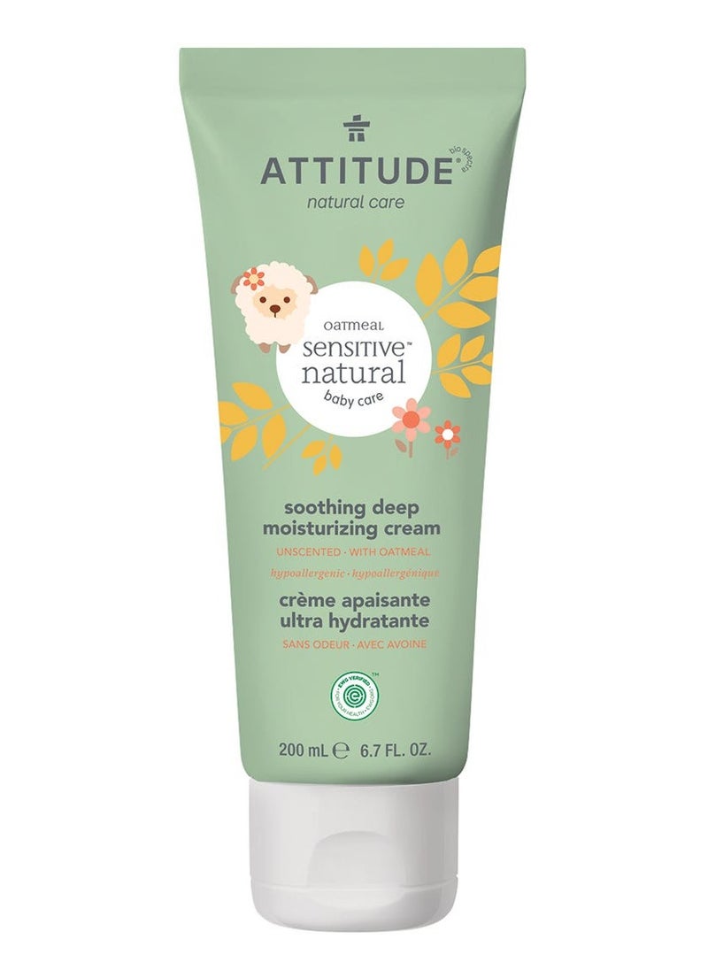 Attitude Oatmeal Sensitive Natural Baby Care Soothing Deep Moisturizing Body Cream Unscented 200 ML  - Image 1