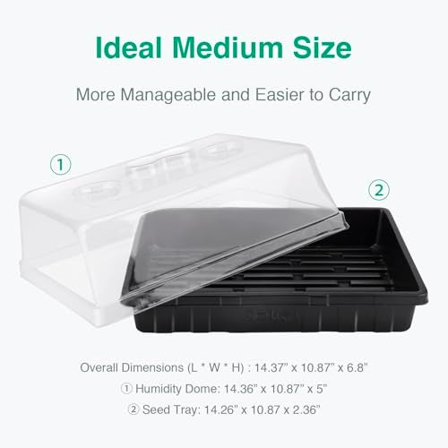 SOLIGT [Thick Plastic] 3-Set Strong Seed Starter Trays with 5" Humidity Domes for Seed Starting, Germination, Seedling Propagation & Plant Growing, Holds 144 Cells in Total - Image 2