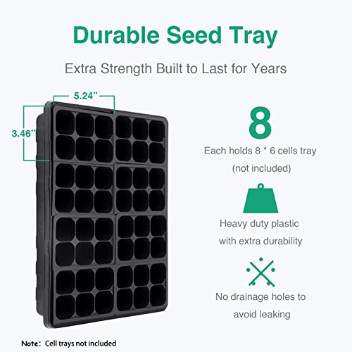 SOLIGT [Thick Plastic] 3-Set Strong Seed Starter Trays with 5" Humidity Domes for Seed Starting, Germination, Seedling Propagation & Plant Growing, Holds 144 Cells in Total - Image 5