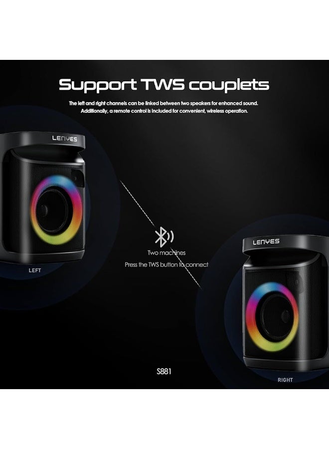 Lenyes S881 Portable Party Speaker | Bluetooth 5.0 | Deep Bass & RGB Lights - Image 5