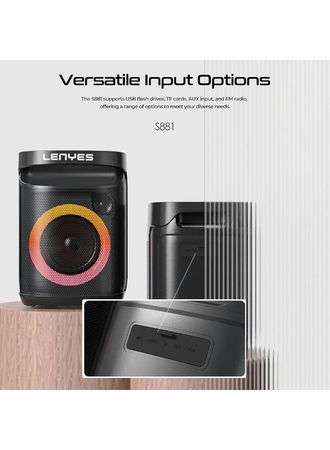Lenyes S881 Portable Party Speaker | Bluetooth 5.0 | Deep Bass & RGB Lights - Image 1