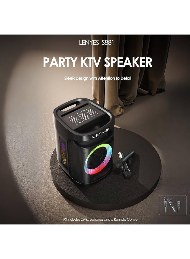 Lenyes S881 Portable Party Speaker | Bluetooth 5.0 | Deep Bass & RGB Lights - Image 3