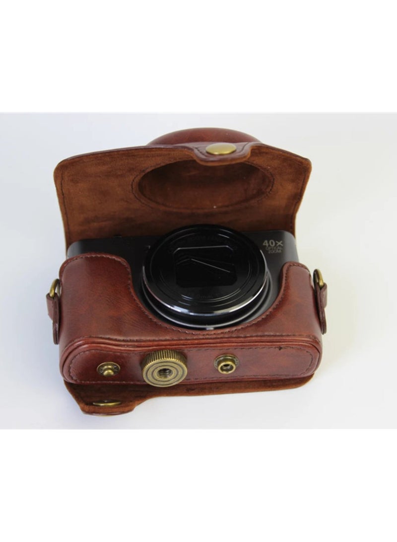 Holster Camera Case for Canon PowerShot SX740 SX730 SX720 HS Full Body Camera PU Leather Case Bag with Strap (Coffee) - Image 2